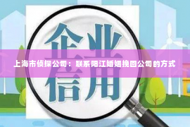 上海市侦探公司：联系阳江婚姻挽回公司的方式