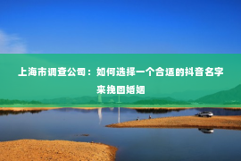 上海市调查公司：如何选择一个合适的抖音名字来挽回婚姻