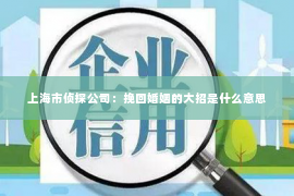 上海市侦探公司：挽回婚姻的大招是什么意思