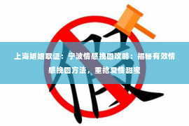 上海婚姻取证：宁波情感挽回攻略：揭秘有效情感挽回方法，重拾爱情甜蜜