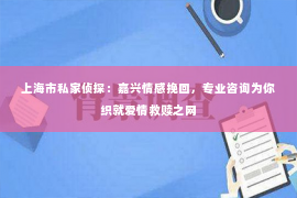 上海市私家侦探：嘉兴情感挽回，专业咨询为你织就爱情救赎之网