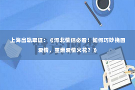 上海出轨取证：《河北情侣必看！如何巧妙挽回爱情，重燃爱情火花？》