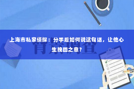 上海市私家侦探：分手后如何说这句话，让他心生挽回之意？