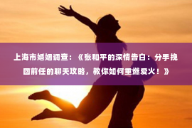 上海市婚姻调查：《张和平的深情告白：分手挽回前任的聊天攻略，教你如何重燃爱火！》