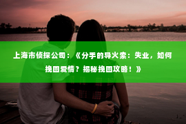 上海市侦探公司：《分手的导火索：失业，如何挽回爱情？揭秘挽回攻略！》