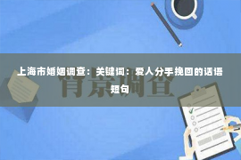 上海市婚姻调查：关键词：爱人分手挽回的话语短句