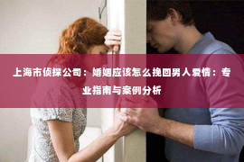 上海市侦探公司：婚姻应该怎么挽回男人爱情：专业指南与案例分析