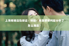 上海婚姻出轨取证：标题：朋友感情问题分手了怎么挽回？